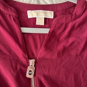 Michael Kors Deep Red Zip-Up Blouse
